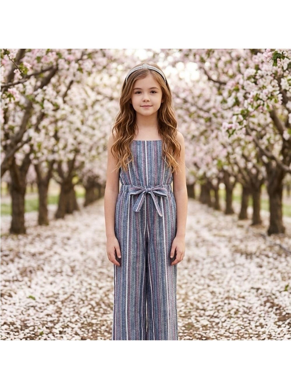 Belle Du Jour Striped Jumpsuit with Tie Waist
